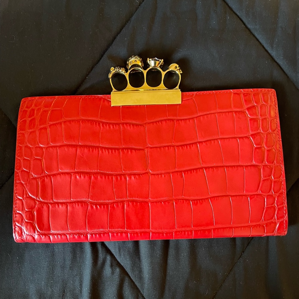 Alexander McQueen croc-embossed clutch